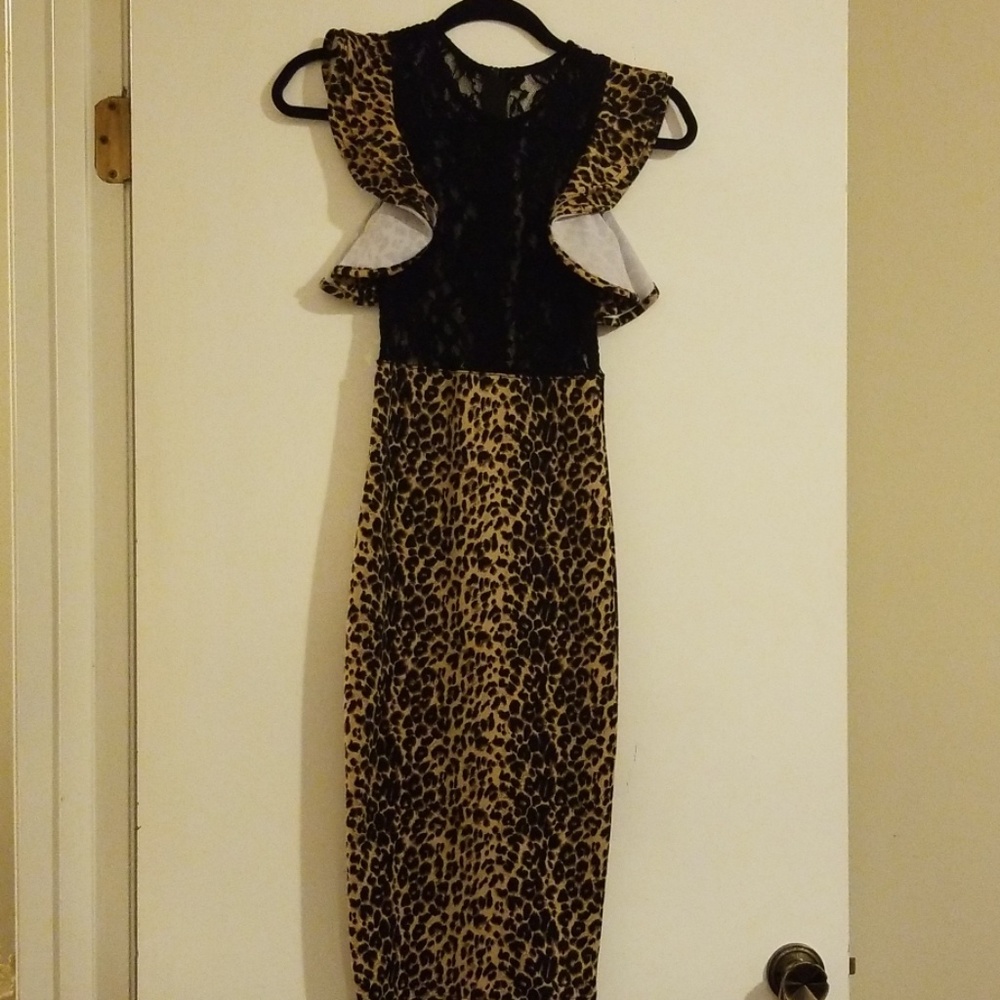 Leopard & lace bodycon